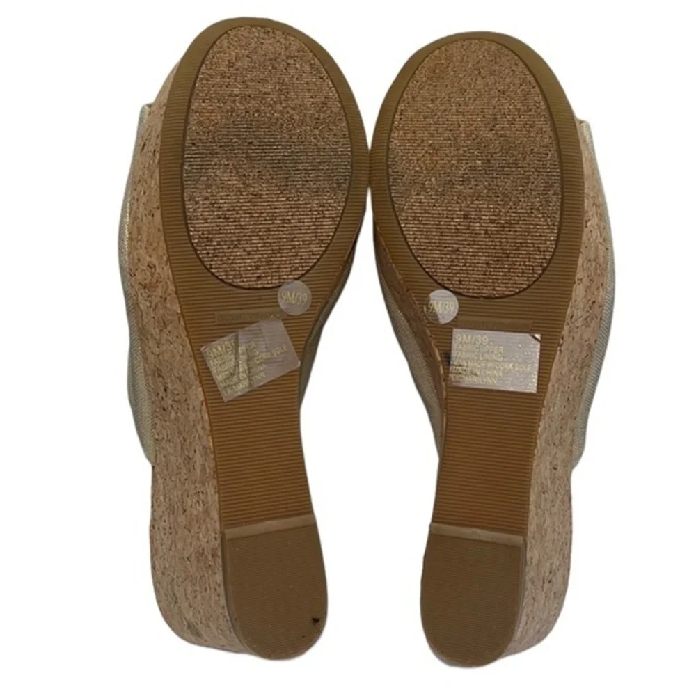 Lucky Brand Wedges Gold Metallic/Cork size 9 brand new